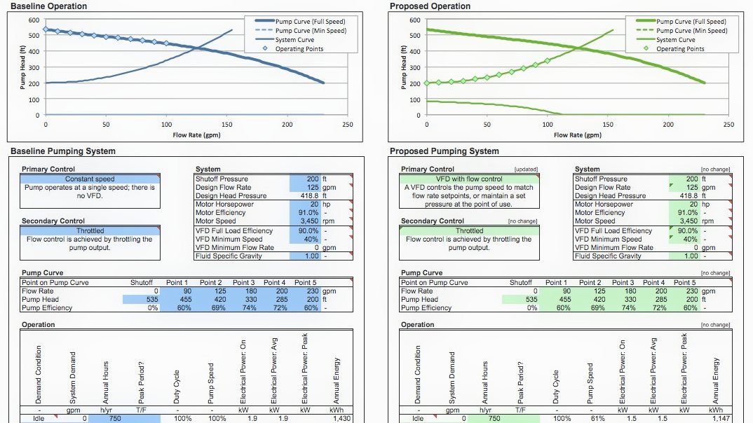 Pump calculator screenshot