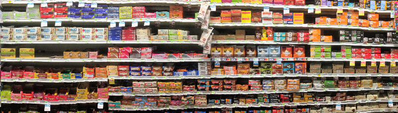 Whole Foods energy bar shelves panorama