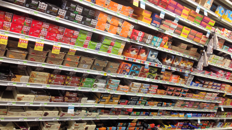 Whole Foods energy bar shelves